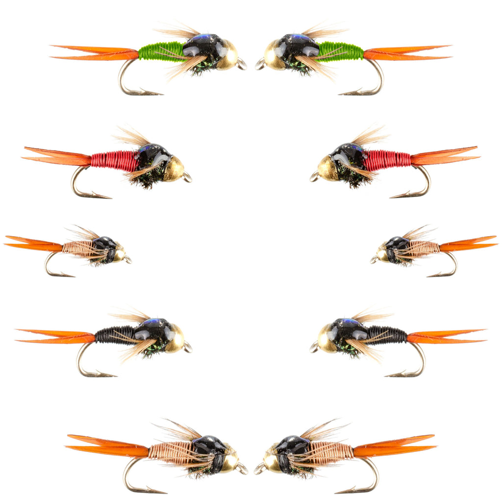 Basics Collection - Bead Copper John Assortment - 10 Flies Sizes 14-18