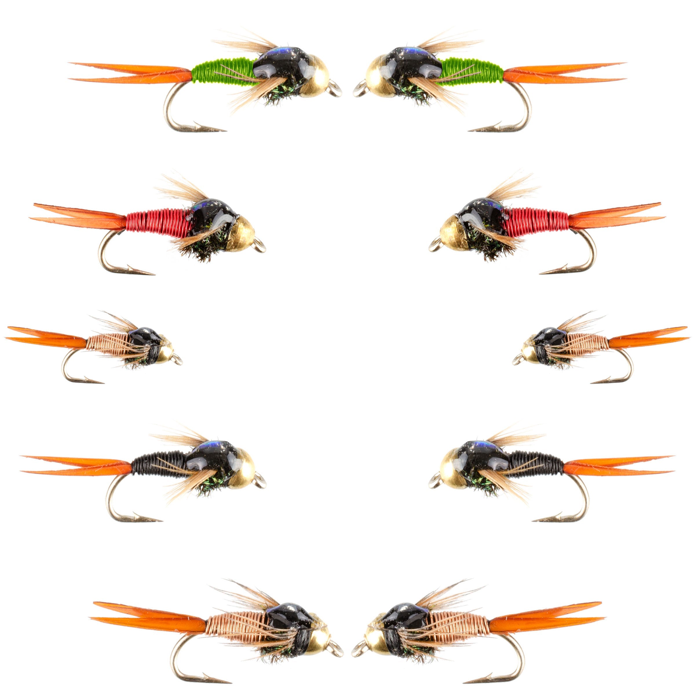 Basics Collection - Bead Copper John Assortment - 10 Flies Sizes 14-18