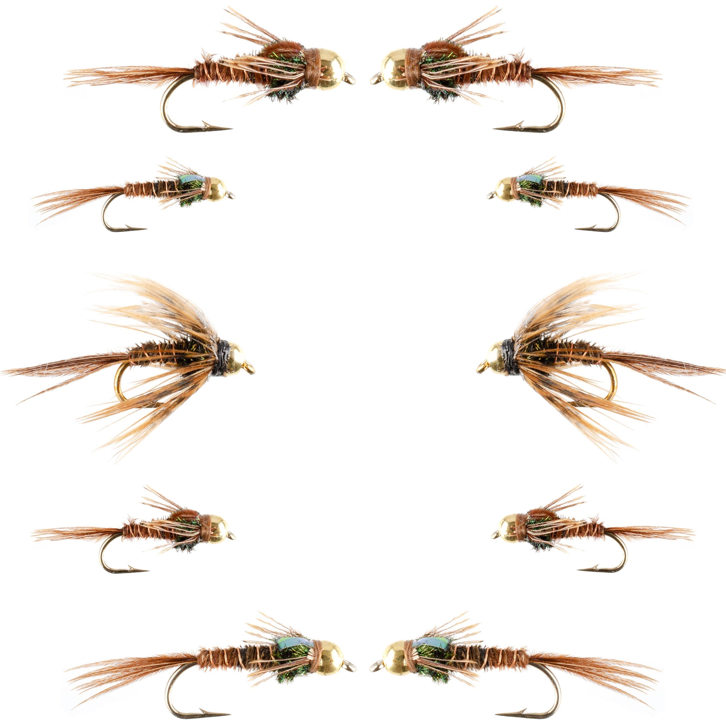 Basics Collection - Beaded Pheasant Tail Nymph Assortment - 10 Flies #14-18