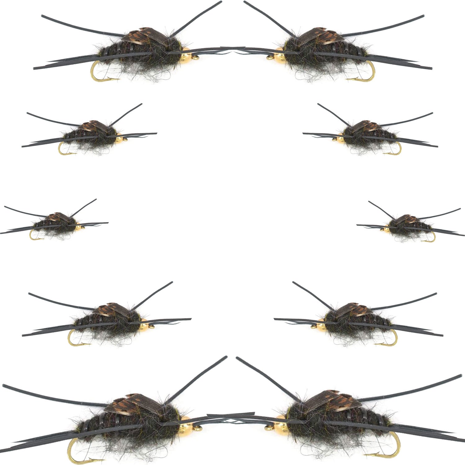Basics Collection – Kaufmanns Black Stonefly Sortiment – 10 Fliegen #4-12