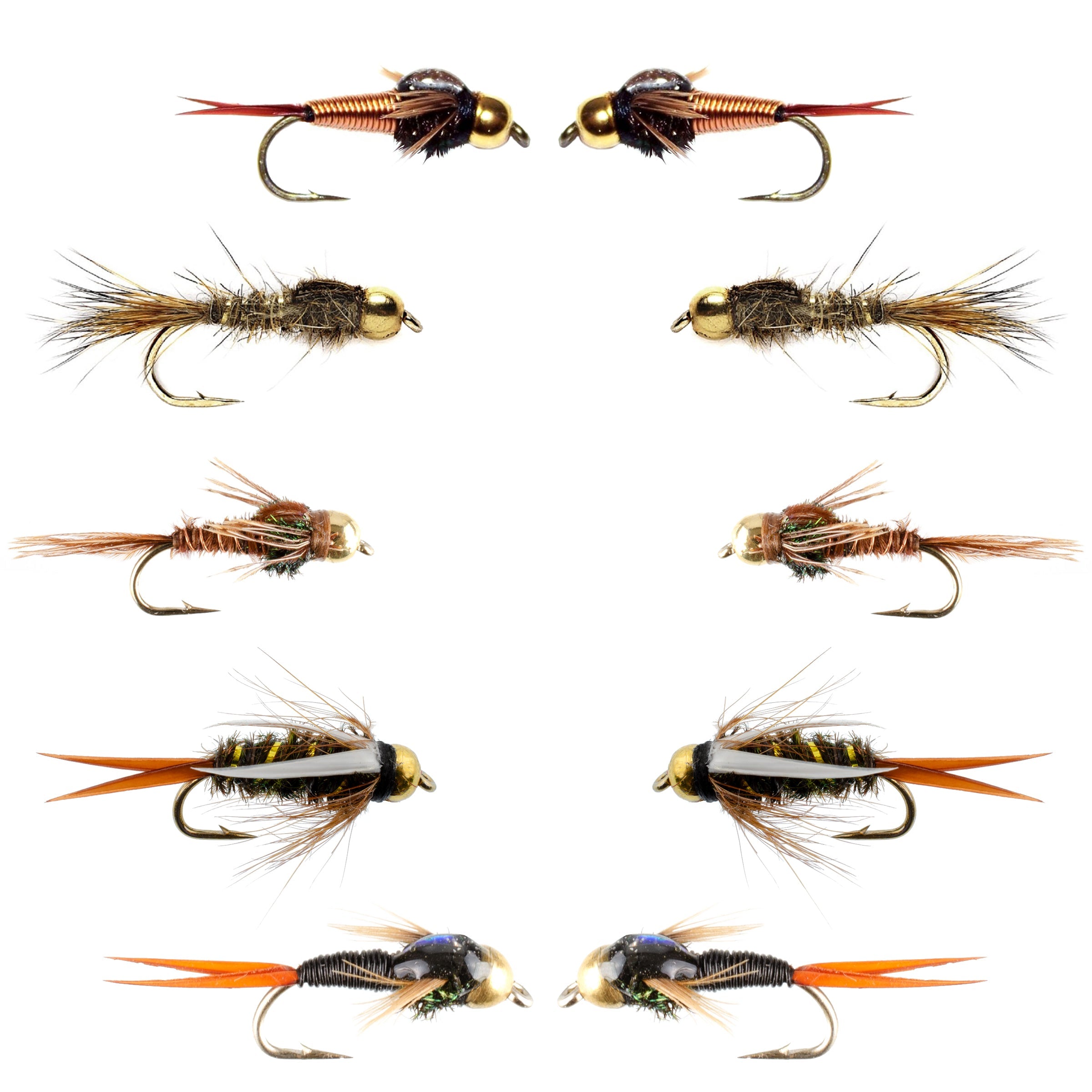 Basics Collection - Bead Head Nymph Assortment 10 Flies #10-16
