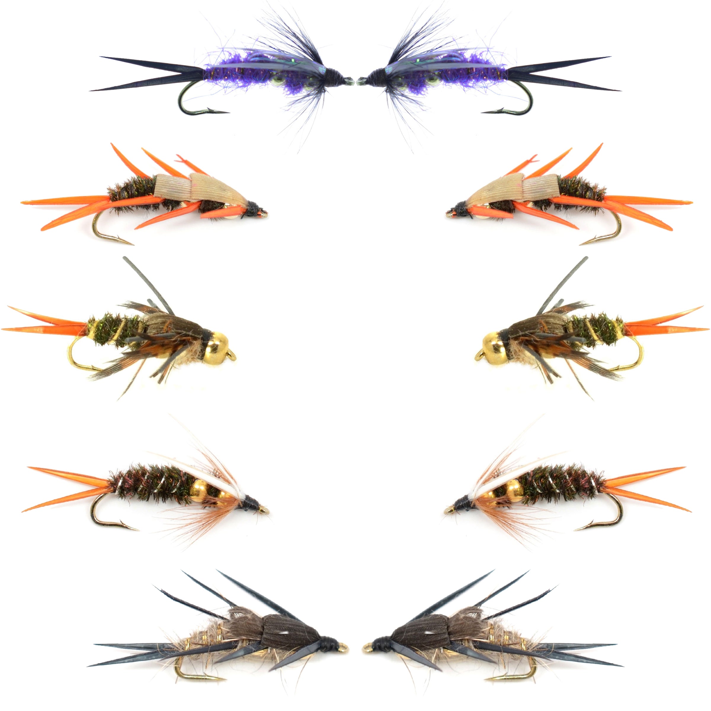 Basics Collection - Double Bead Nymph Assortment - 10 Flies - Size 14