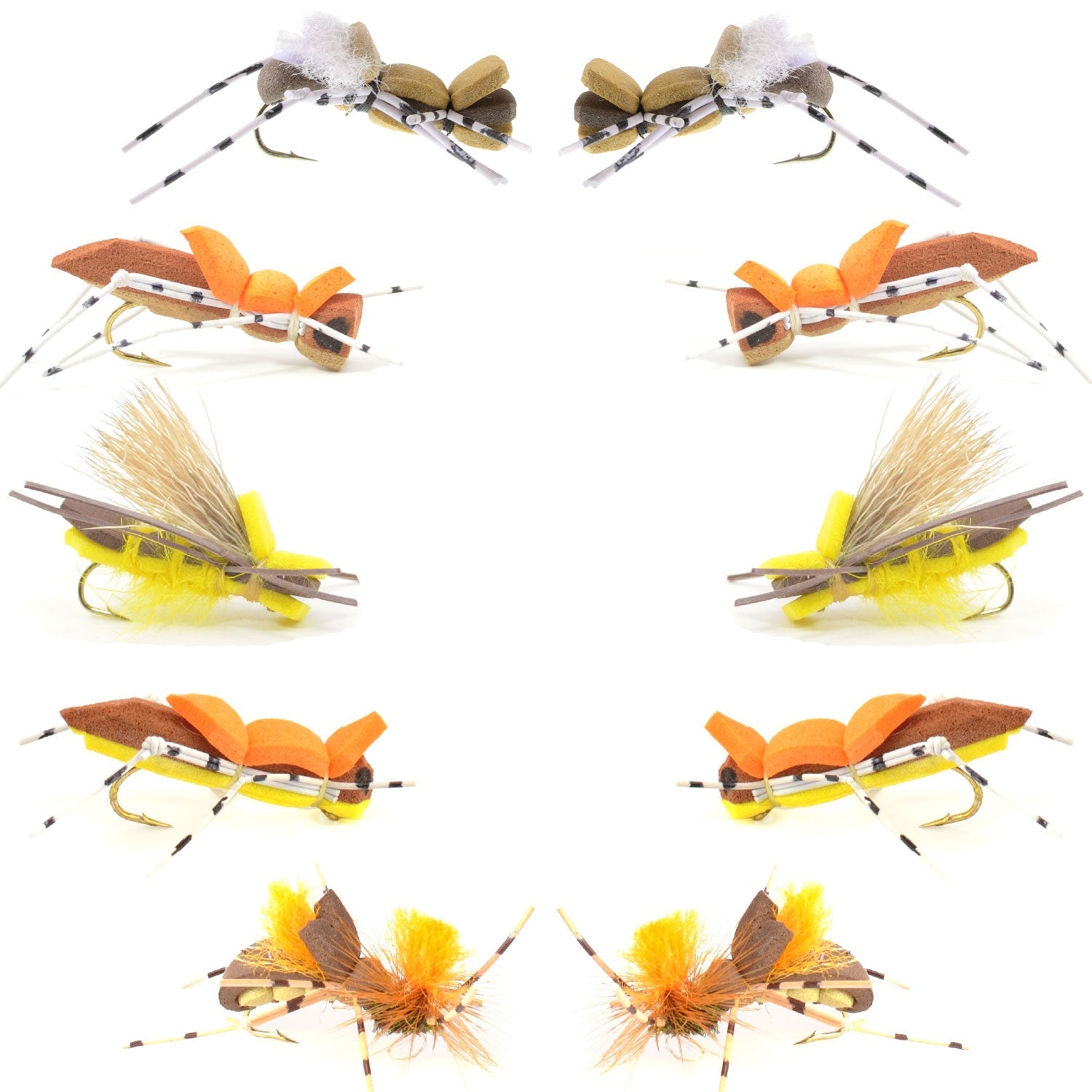 Basics Collection - Foam Hoppers Assortment - 10 Flies - Size 10