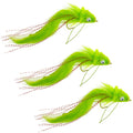 3 Pack Chartreuse Bunny Deer Hair Diver Size 4 Bass Bug With Weed Guard