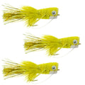 3 Pack Bass Popper Size 6 - Yellow Bass Bug With Weed Guard