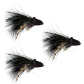 3 Pack Black Dahlberg Deer Hair Diver Size 4 Bass Bug With Weed Guard