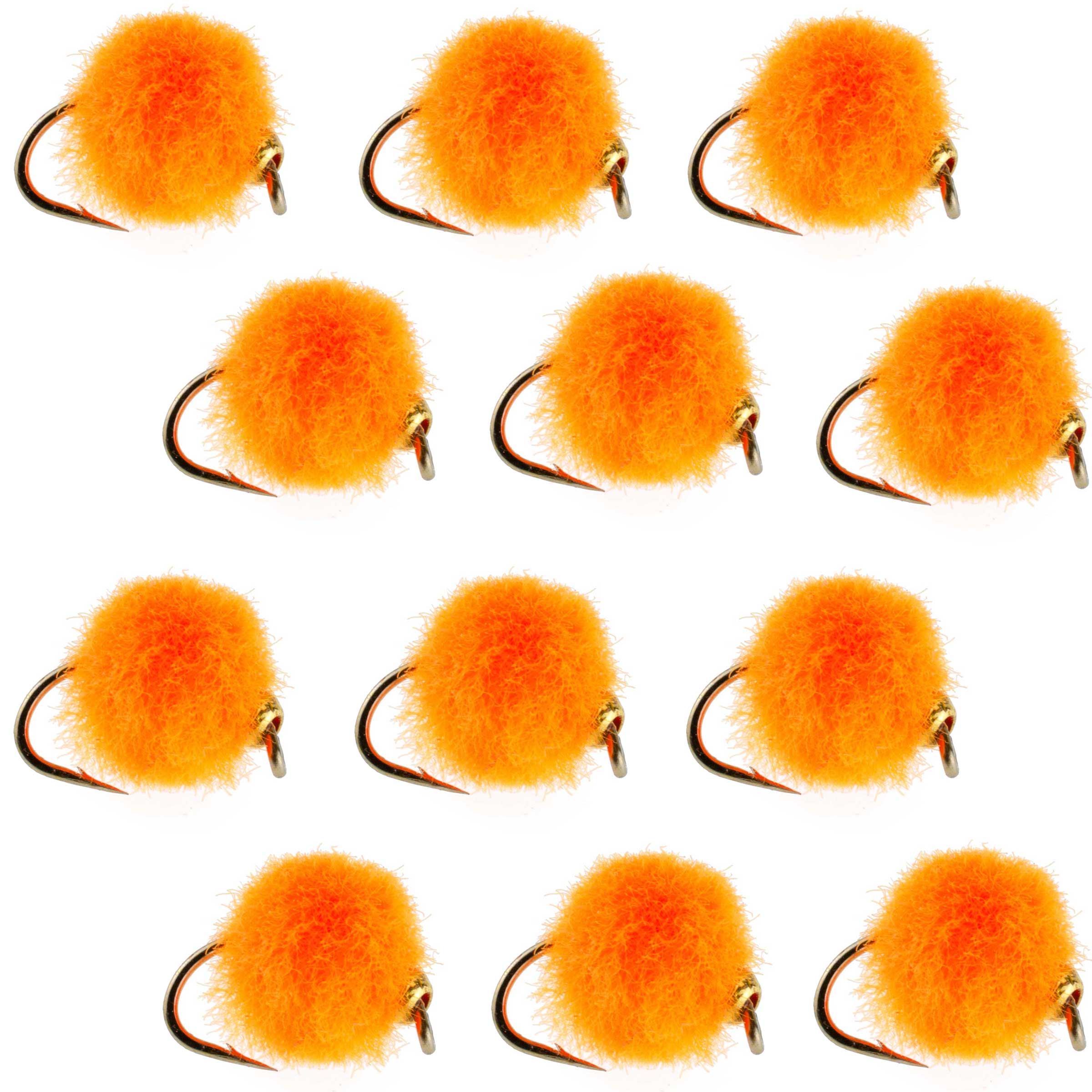 Bead Head Hot Orange Egg Fliegen – 1 Dutzend Fliegen Hakengröße 16
