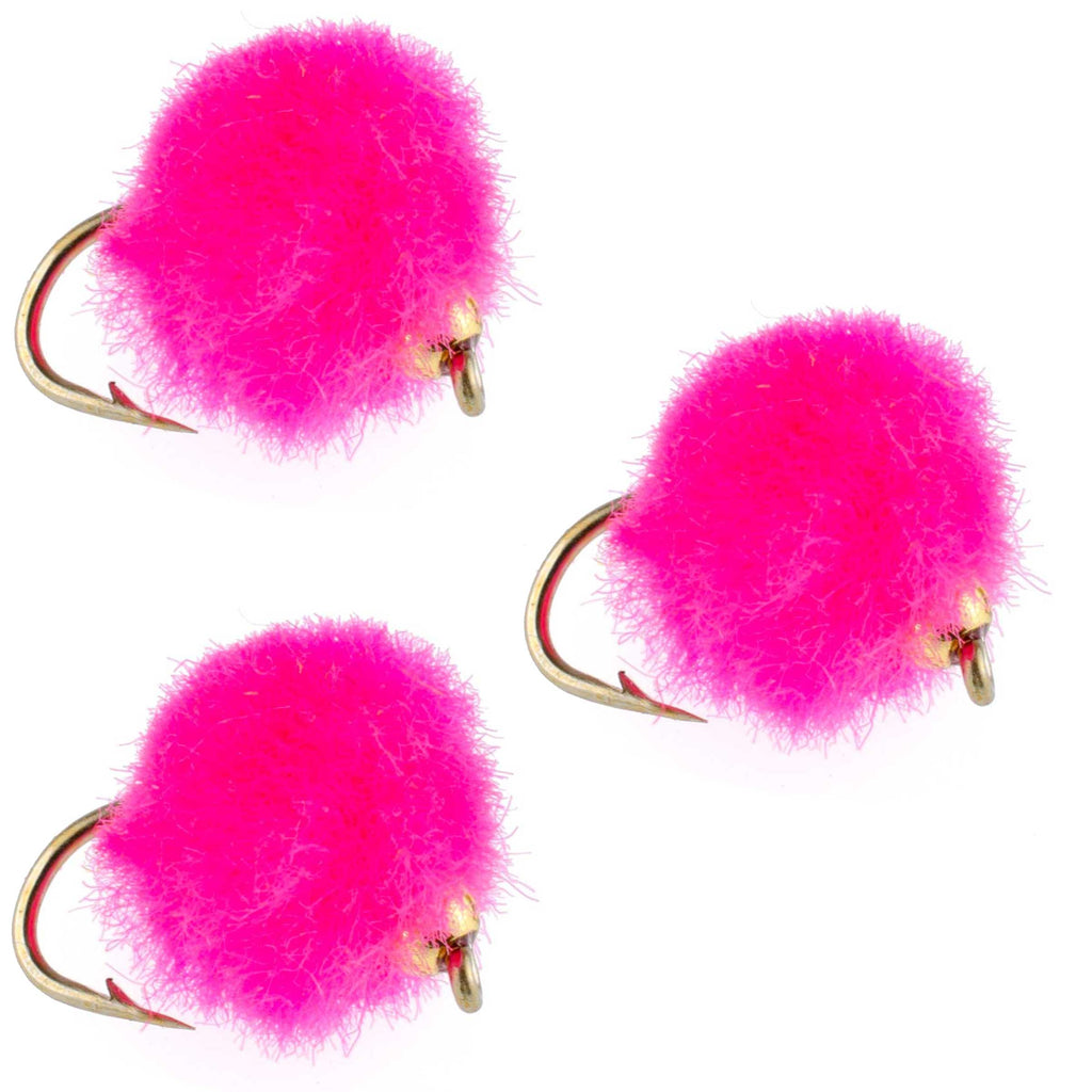 3er-Pack Bead Head Hot Pink Egg Fliegen zum Fliegenfischen – Hakengröße 16