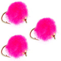 3er-Pack Bead Head Hot Pink Egg Fliegen zum Fliegenfischen – Hakengröße 16