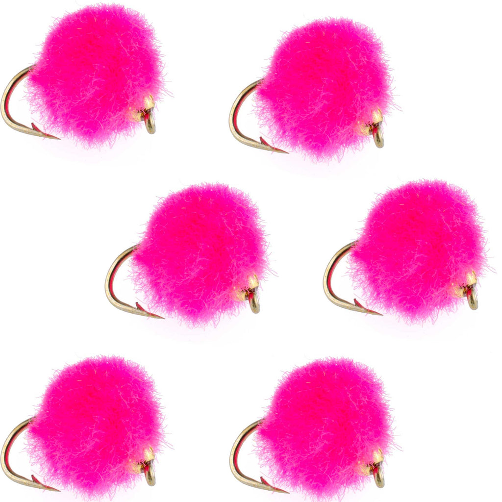 Bead Head Hot Pink Egg Fliegen zum Angeln – 6 Fliegen Hakengröße 16