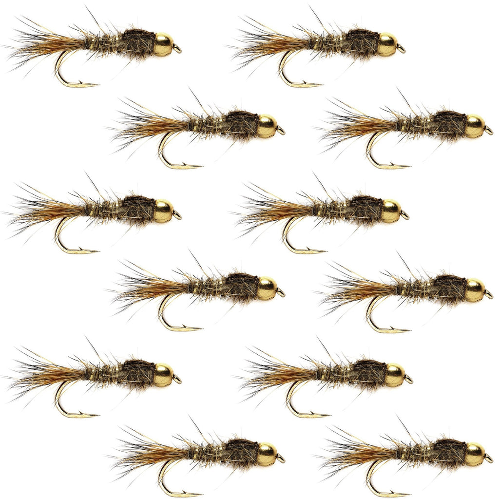 Goldkopfnymphe "Gold Ribbed Hare's Ear" 1 Dutzend Fliegen - Größe 12