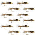 Gold Ribbed Hares Ear Nymphe mit Tungstenkopf, 1 Dutzend Fliegen – Größe 16