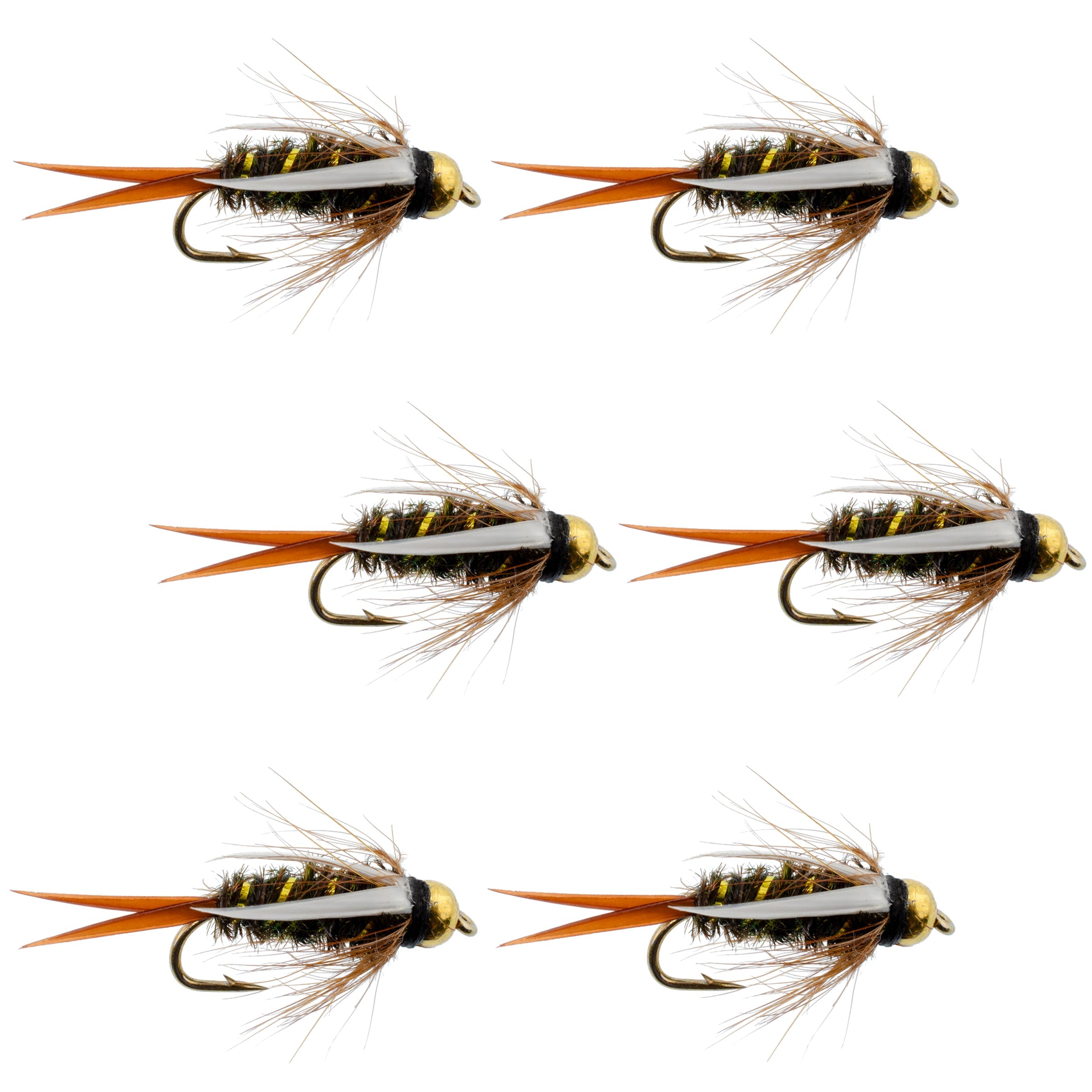 Bead Head Prince Nymph Fliegen zum Fliegenfischen – 6er-Set, Hakengröße 10