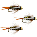 3er-Pack widerhakenlose Prince Nymph Fliegen mit Goldkopf zum Fliegenfischen – Hakengröße 10