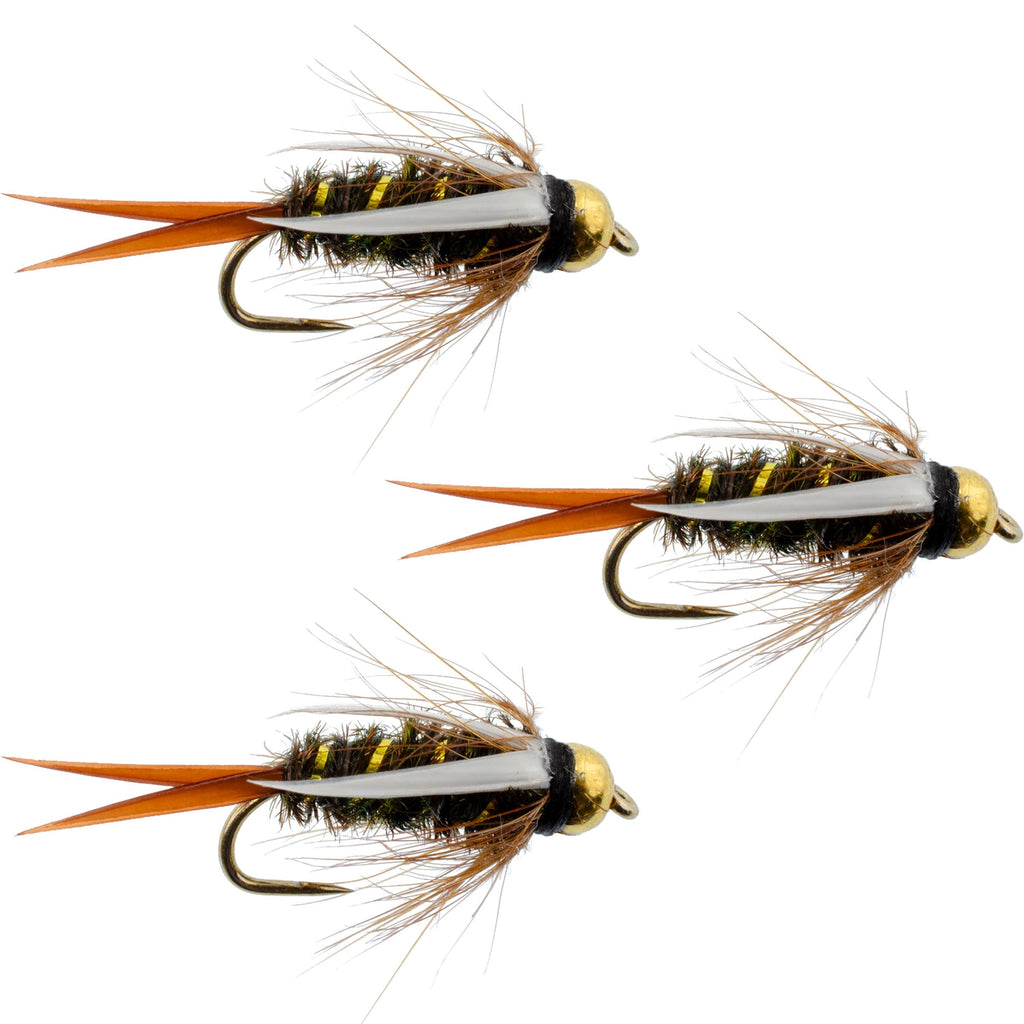 3er-Pack Hakenlose Bead Head Prince Nymph Fliegen – Hakengröße 16