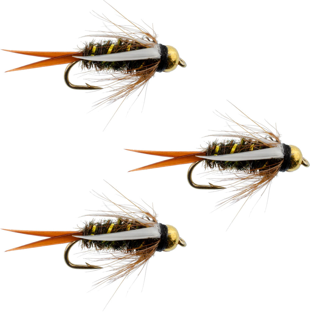 3er-Pack Bead Head Prince Nymph Fliegen – Hakengröße 12