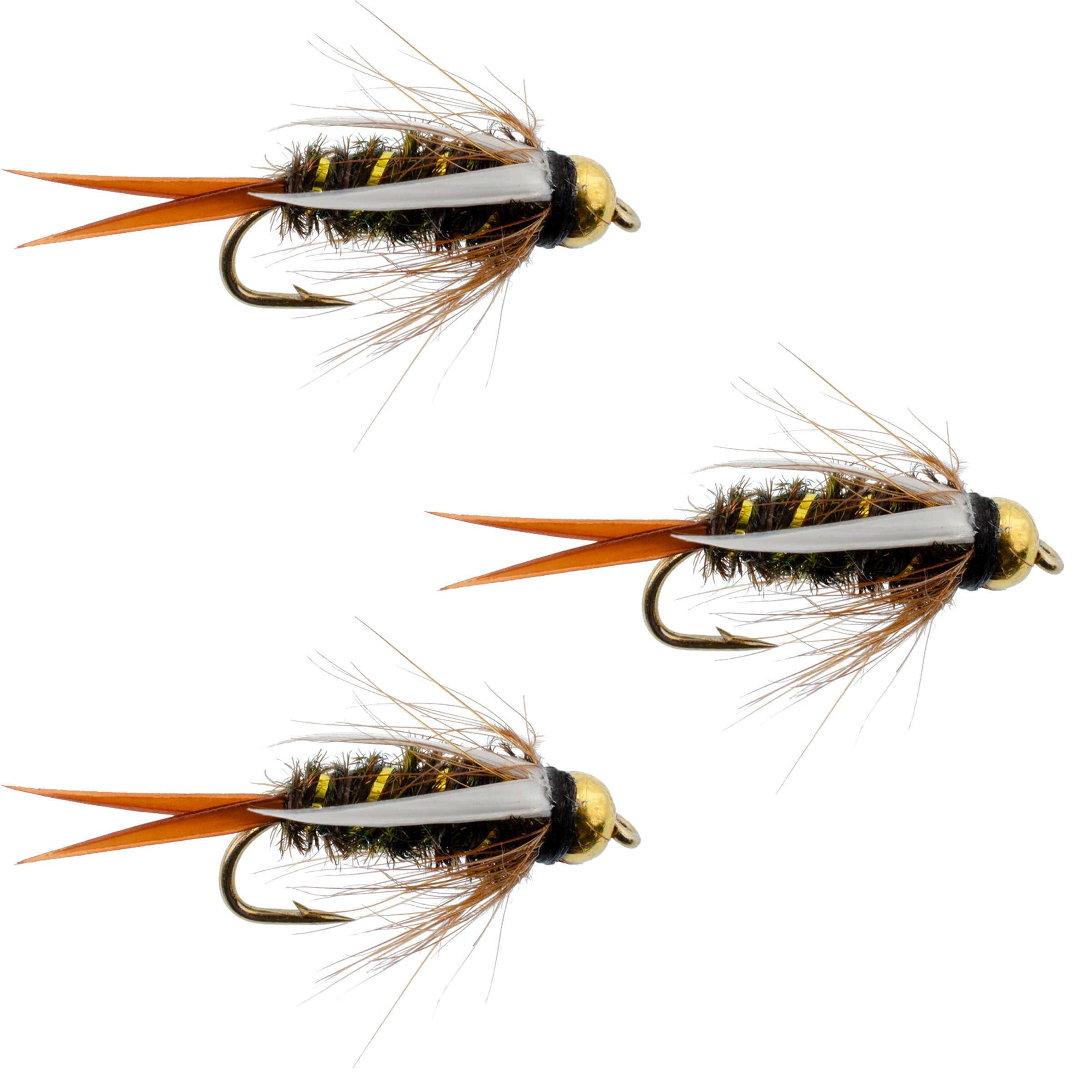 3er-Pack Bead Head Prince Nymph Fliegen – Hakengröße 12