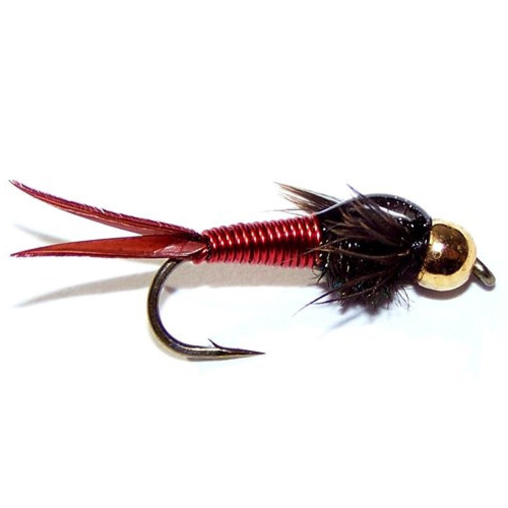 3er-Pack Bead Head Red Copper John Nymphen zum Fliegenfischen – Hakengröße 10