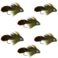 Big Eye Olive Sculpin Streamer Fliege - 6 Fliegen - Hakengröße 2