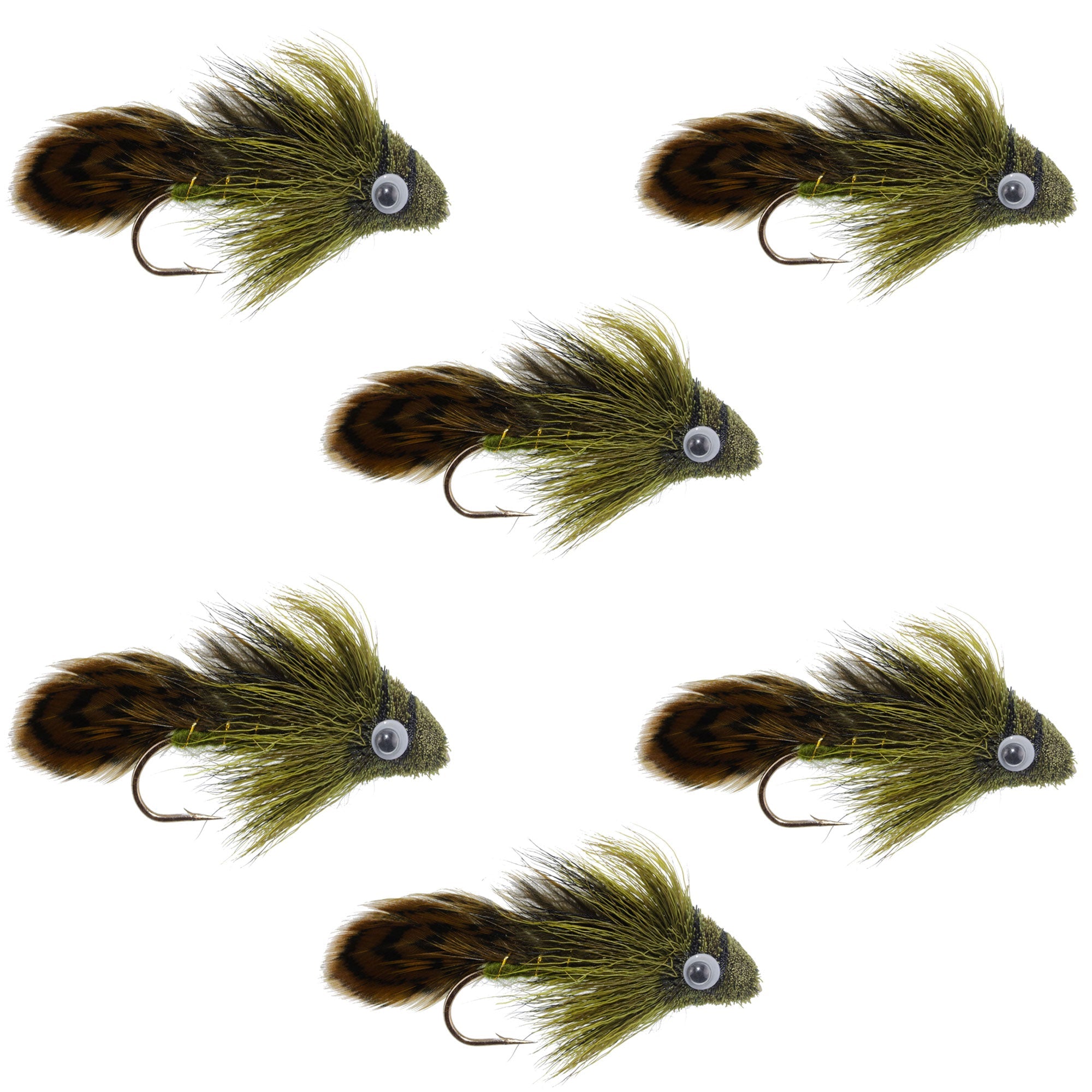Big Eye Olive Sculpin Streamer Fliege - 6 Fliegen - Hakengröße 2