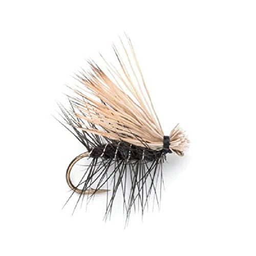 3er-Pack schwarze Elk-Hair-Caddis Klassische Forellen-Trockenfliegen Größe 14
