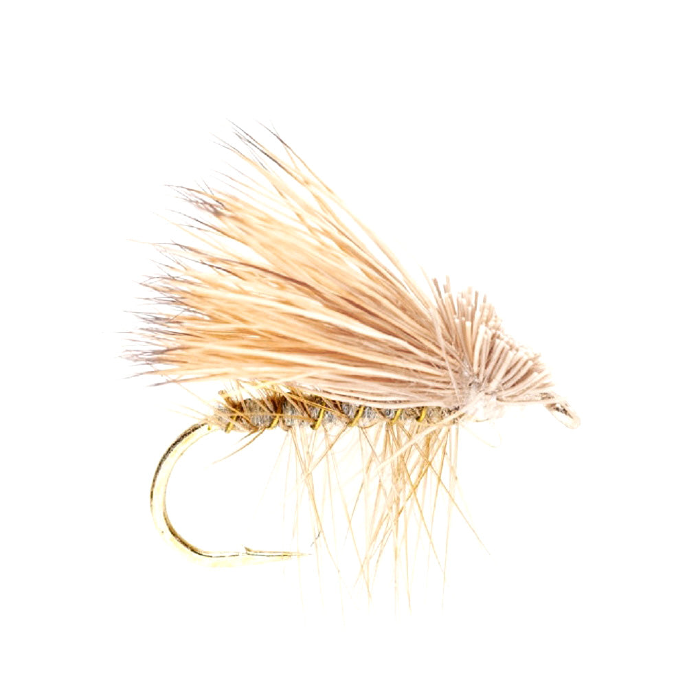 3er-Pack gelbe Elchhaar-Caddis-Trockenfliegen, klassische Forellenfliegen, Größe 16
