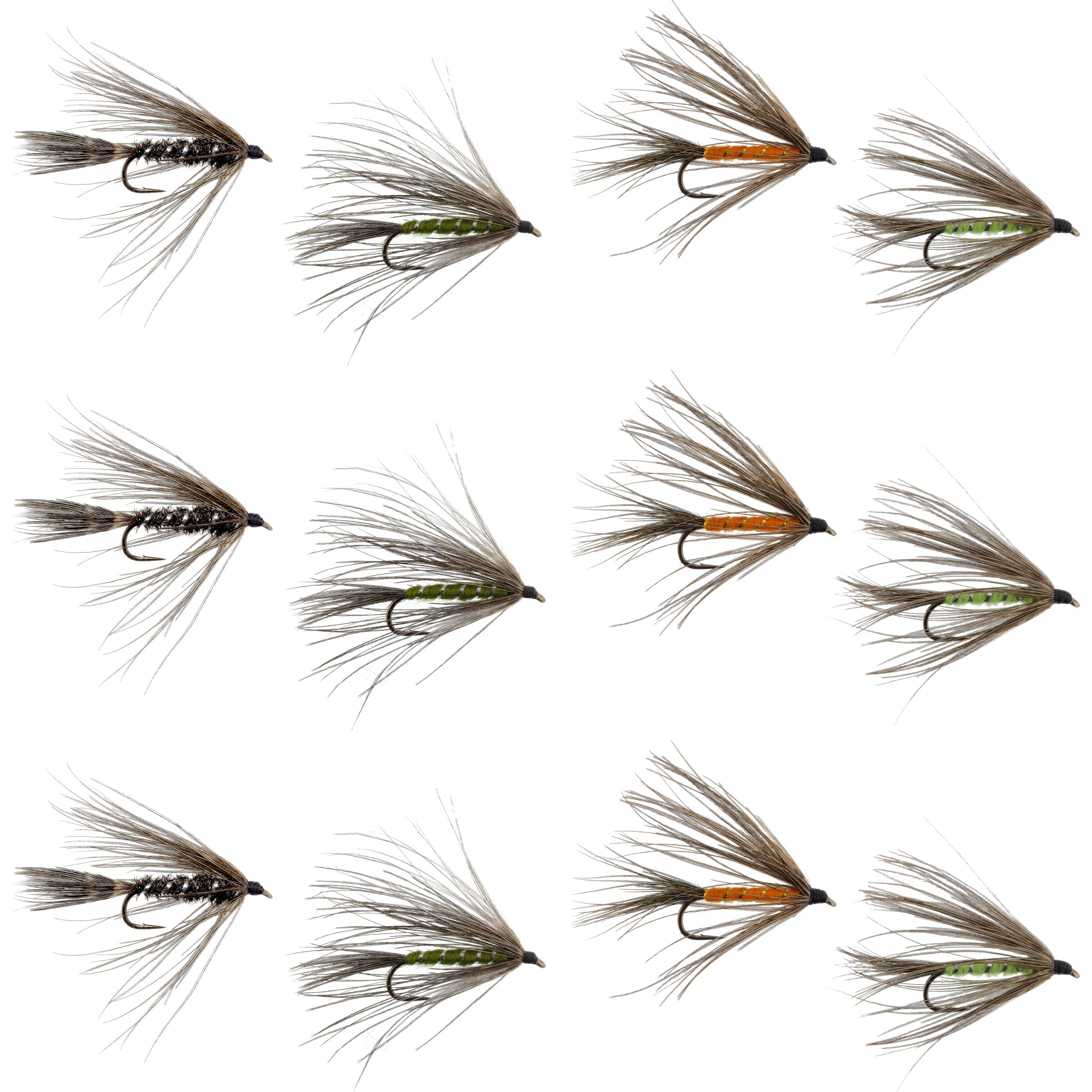 Carey Special Soft Hackle Grouse Fall Swinging Sortiment – 12 Fliegen, 4 Farben, Hakengröße 10