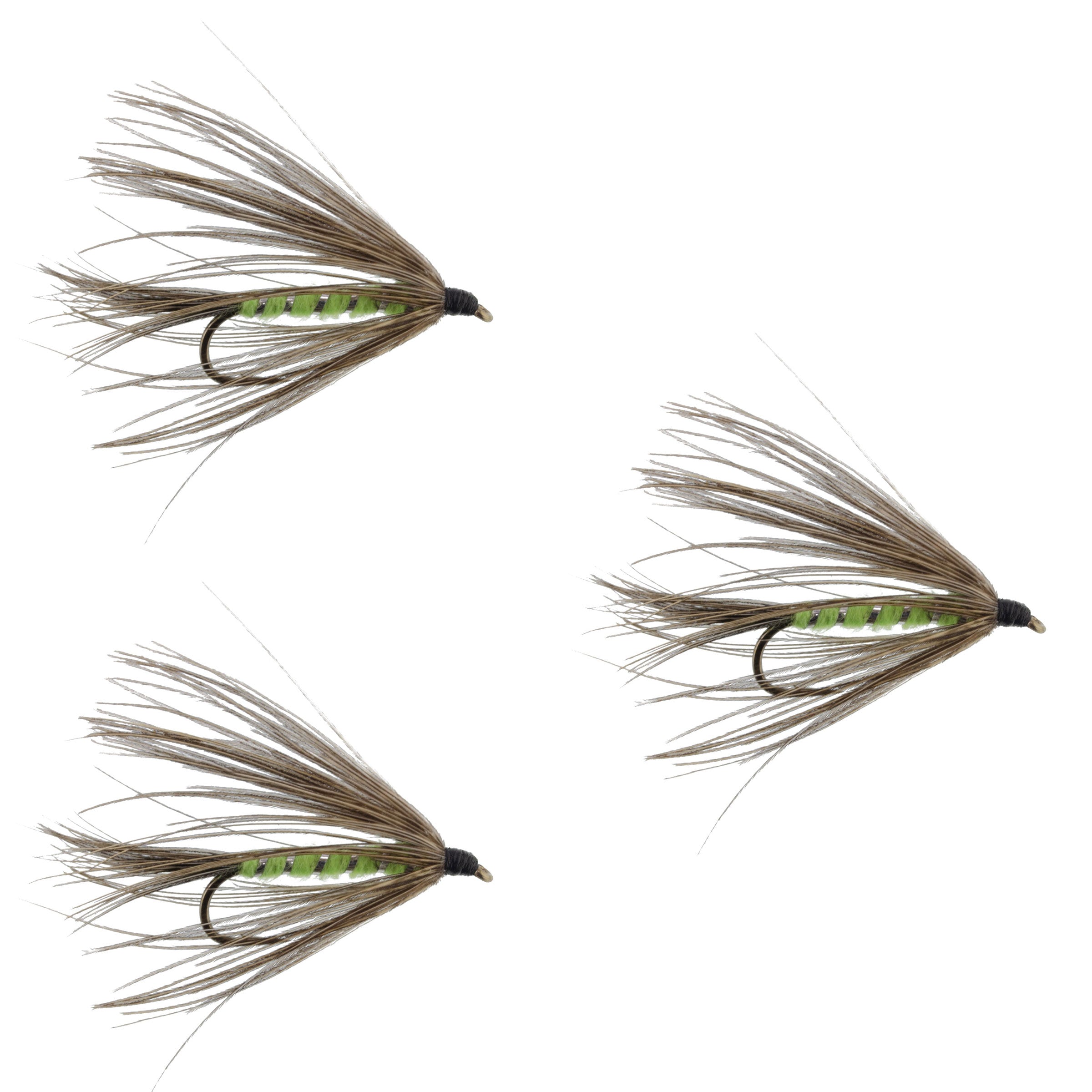 3er-Pack Carey Special Soft Hackle Grouse und Bright Green Nassfliege – Hakengröße 10