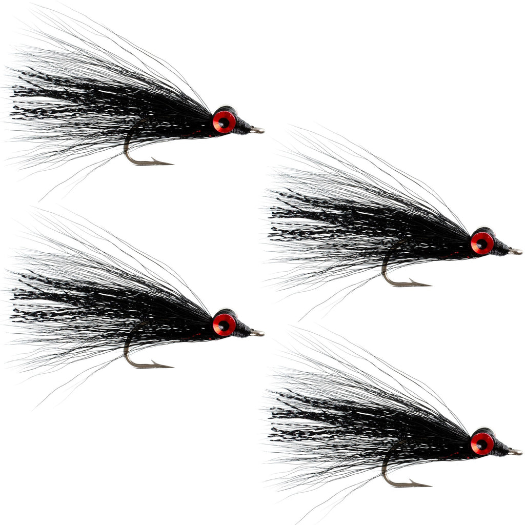 Clousers Deep Minnow Black Streamer- 4 Salzwasser - Bass Fliegen - Größe 1/0