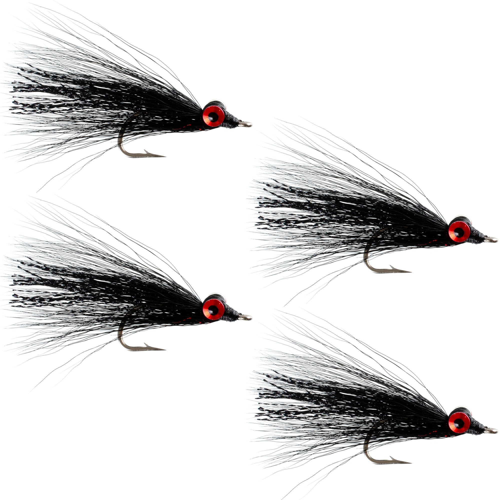 Clousers Deep Minnow Black Streamer- 4 Salzwasser - Bass Fliegen - Größe 1/0
