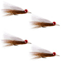 Clousers Deep Minnow Brown/White Streamer- 4 Saltwater Flies - Size 1/0