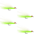 Clousers Deep Minnow Charteuse/White Streamer- 4 Saltwater Flies - 1/0