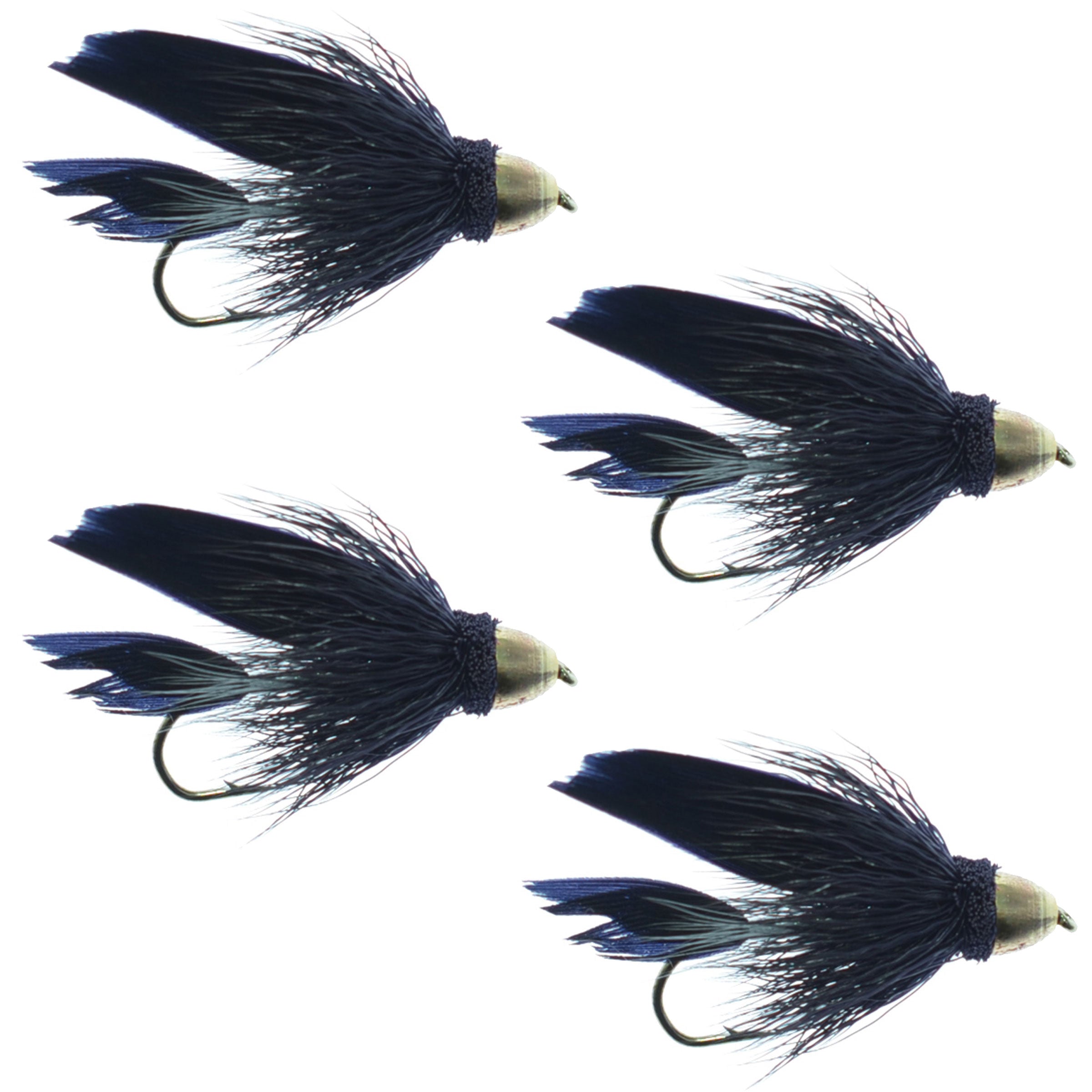 Cone Head Black Muddler Minnow Streamer Fliege – 4 Fliegen Größe 6