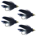 Cone Head Black Muddler Minnow Streamer Fliege - 4 Fliegen Größe 8