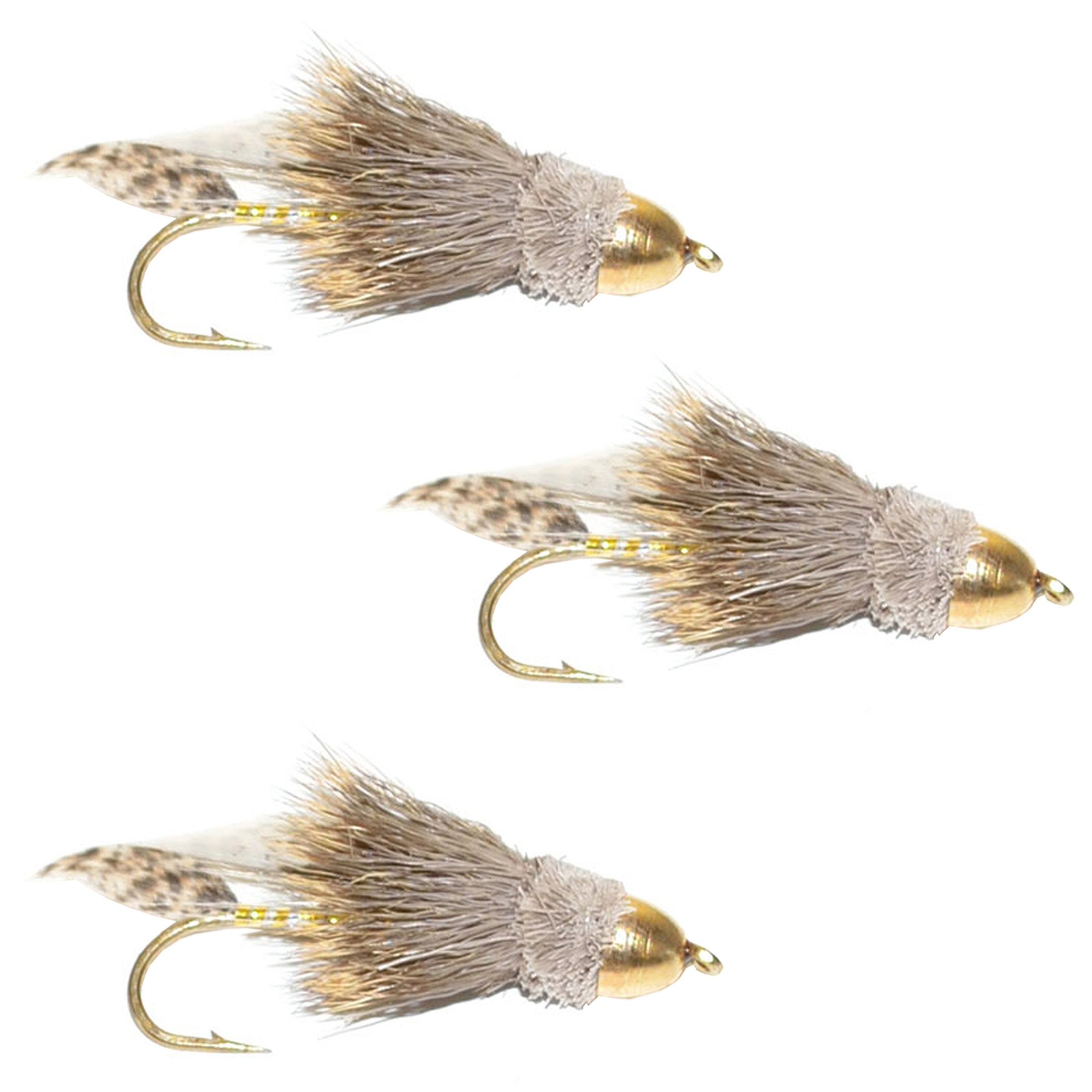 3er-Pack Cone Head Muddler Minnow Forellen- und Barsch-Streamer-Fliege – Größe 8