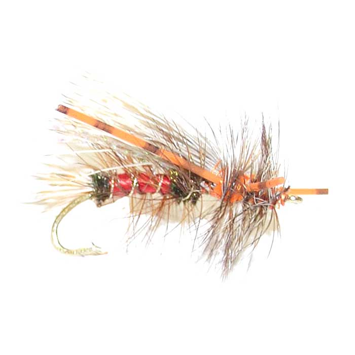 3er-Pack Kaufmann's Royal Crystal Stimulator Rubber Legs Trockenfliege – Hakengröße 8