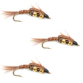 3er Pack Double Bead Pheasant Tail Nymphen Fliegen Angelhaken Größe 10