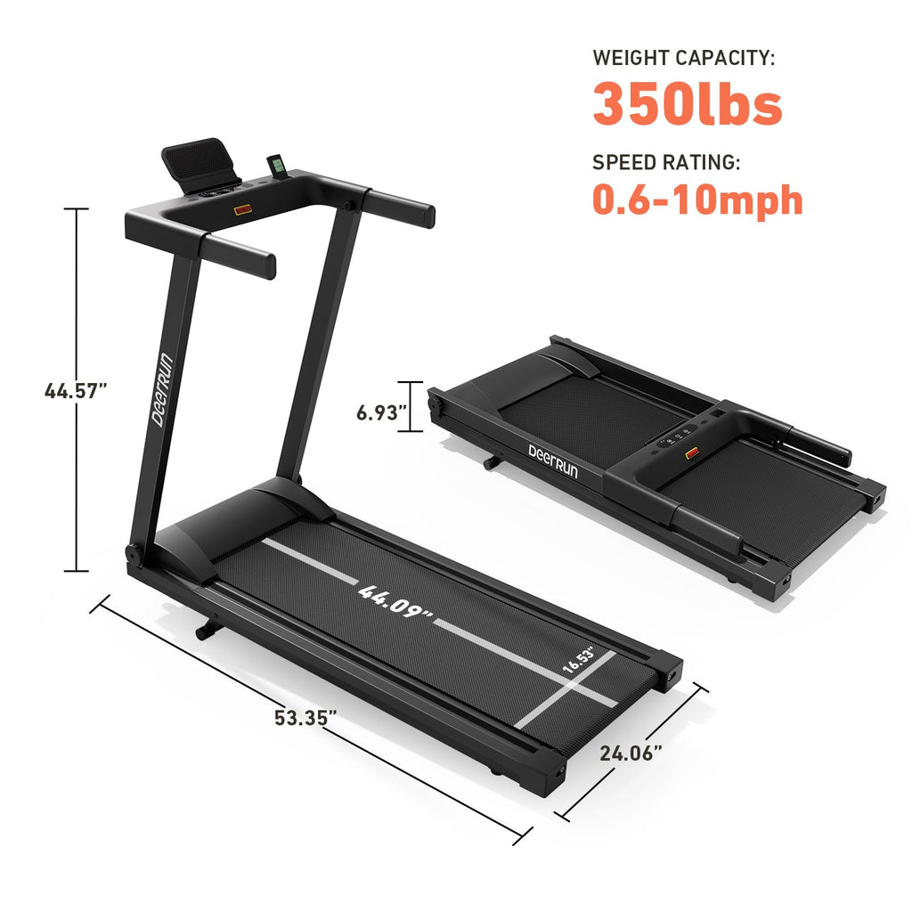 DeerRun Völlig Neues 2026 A1 Pro Move+ Intelligentes klappbares Laufband mit 6 % Steigung & NFC | 159 kg, 16 km/h, Schwarz