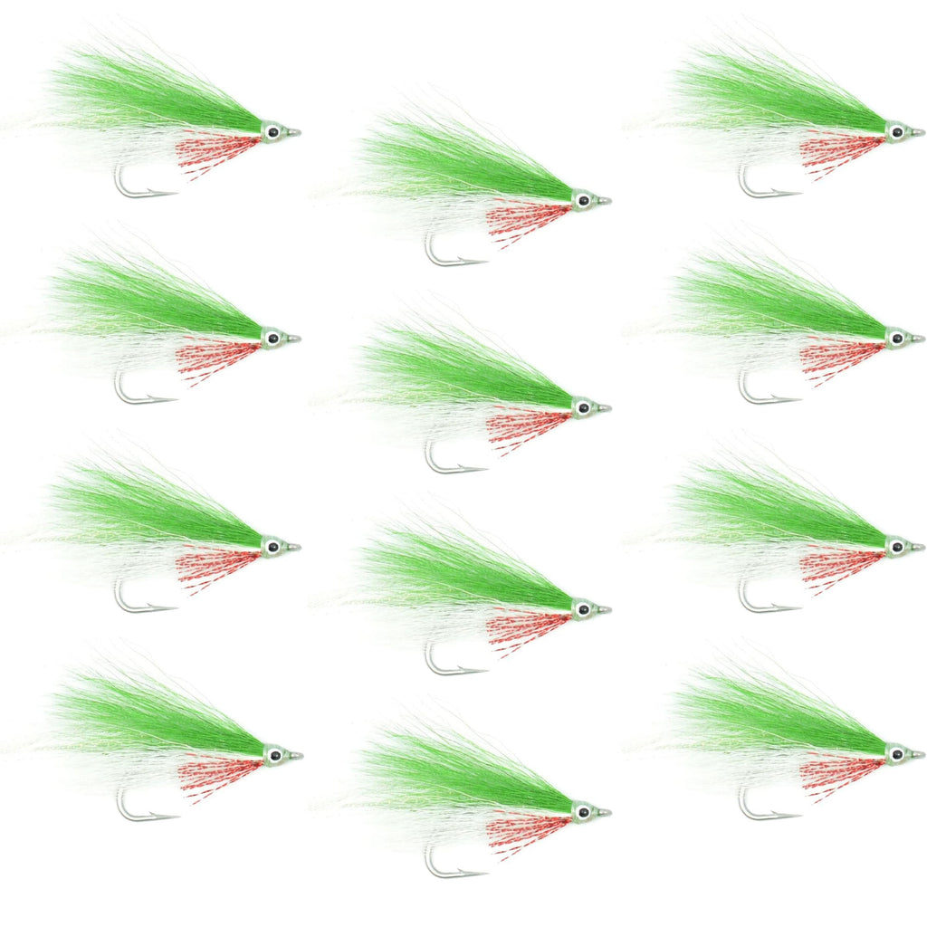 Lefty's Deceiver Salzwasser-Streamerfliege - Grün/Weiß - 12 Fliegen - Größe 1/0