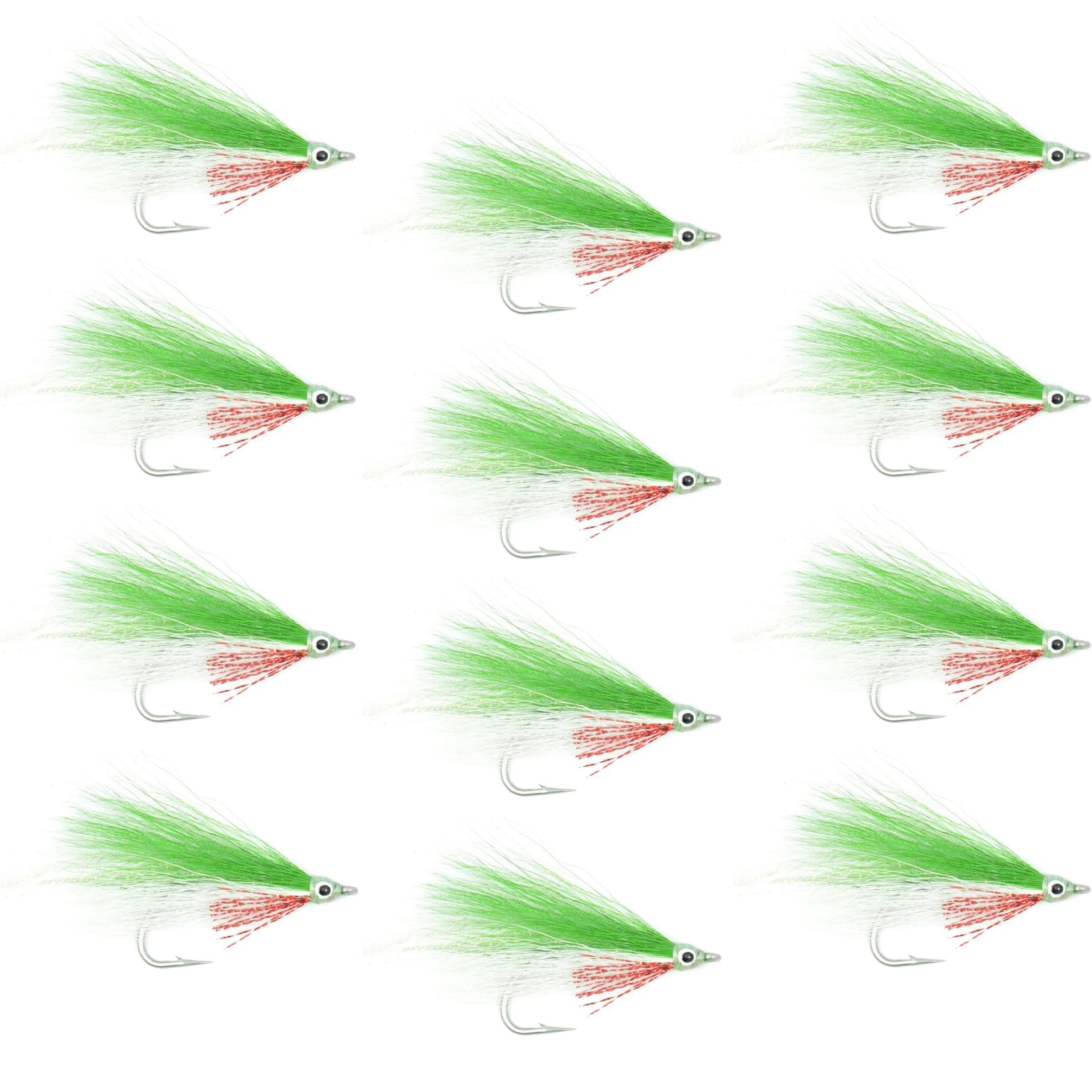 Lefty's Deceiver Salzwasser-Streamerfliege - Grün/Weiß - 12 Fliegen - Größe 1/0