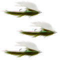Dolly Llama Stinger Streamer Flies - 3 Olive and White  Size 4
