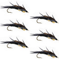 Double Bead Black Stone Fly mit schwarzen Biot-Beinen - Steinfliegen-Nassfliege - 6 Fliegen Hakengröße 10