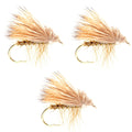 3er-Pack gelbe Elchhaar-Caddis-Trockenfliegen, klassische Forellenfliegen, Größe 16
