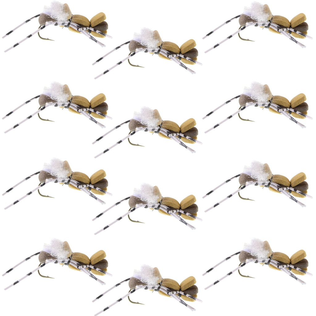 Fat Albert Tan Foam Body Grasshopper Fly – 1 Dutzend Fliegen Hakengröße 10