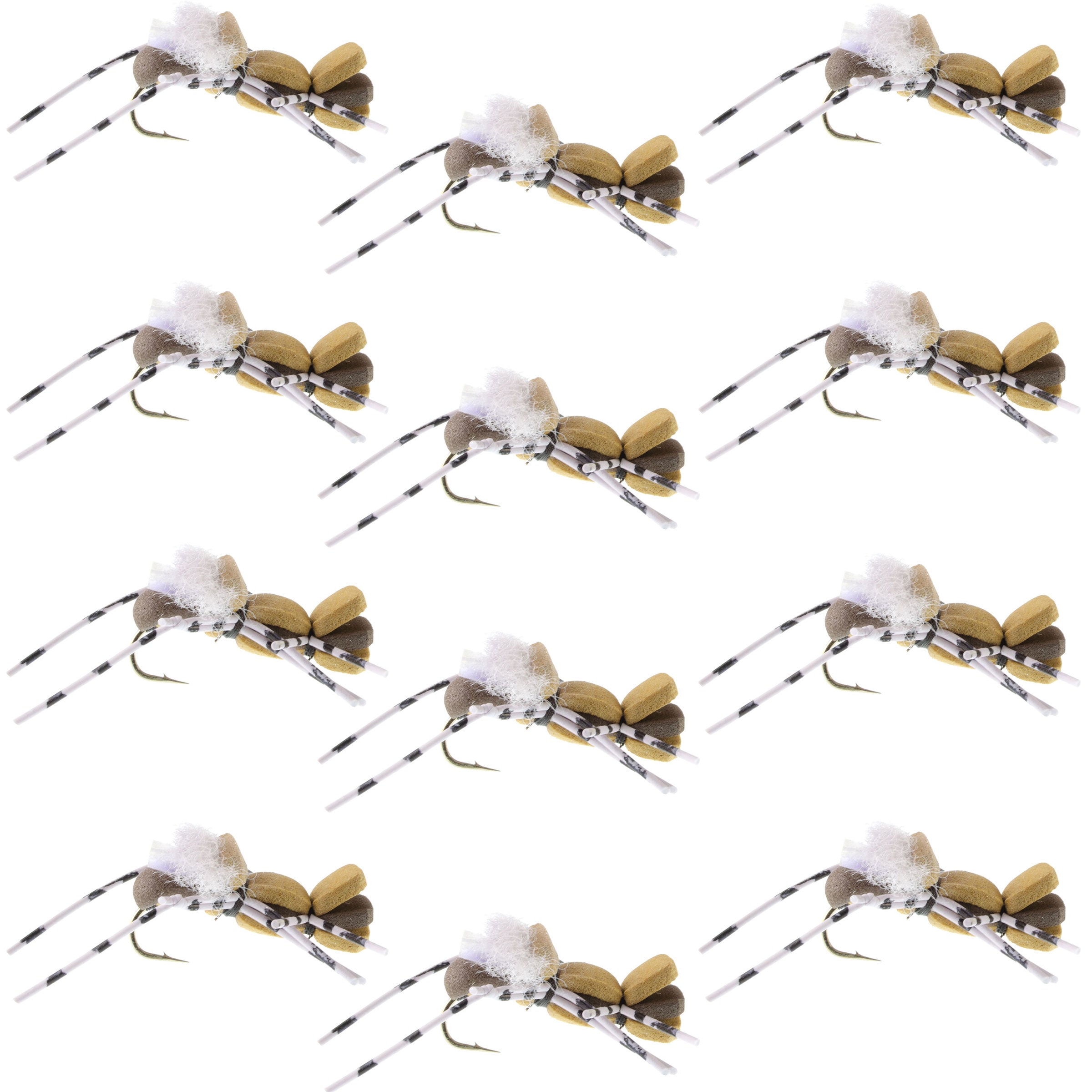 Fat Albert Tan Foam Body Grasshopper Fly – 1 Dutzend Fliegen Hakengröße 10