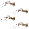 4er-Pack Fat Albert Tan Foam Body Grasshopper Fly – Hakengröße 10