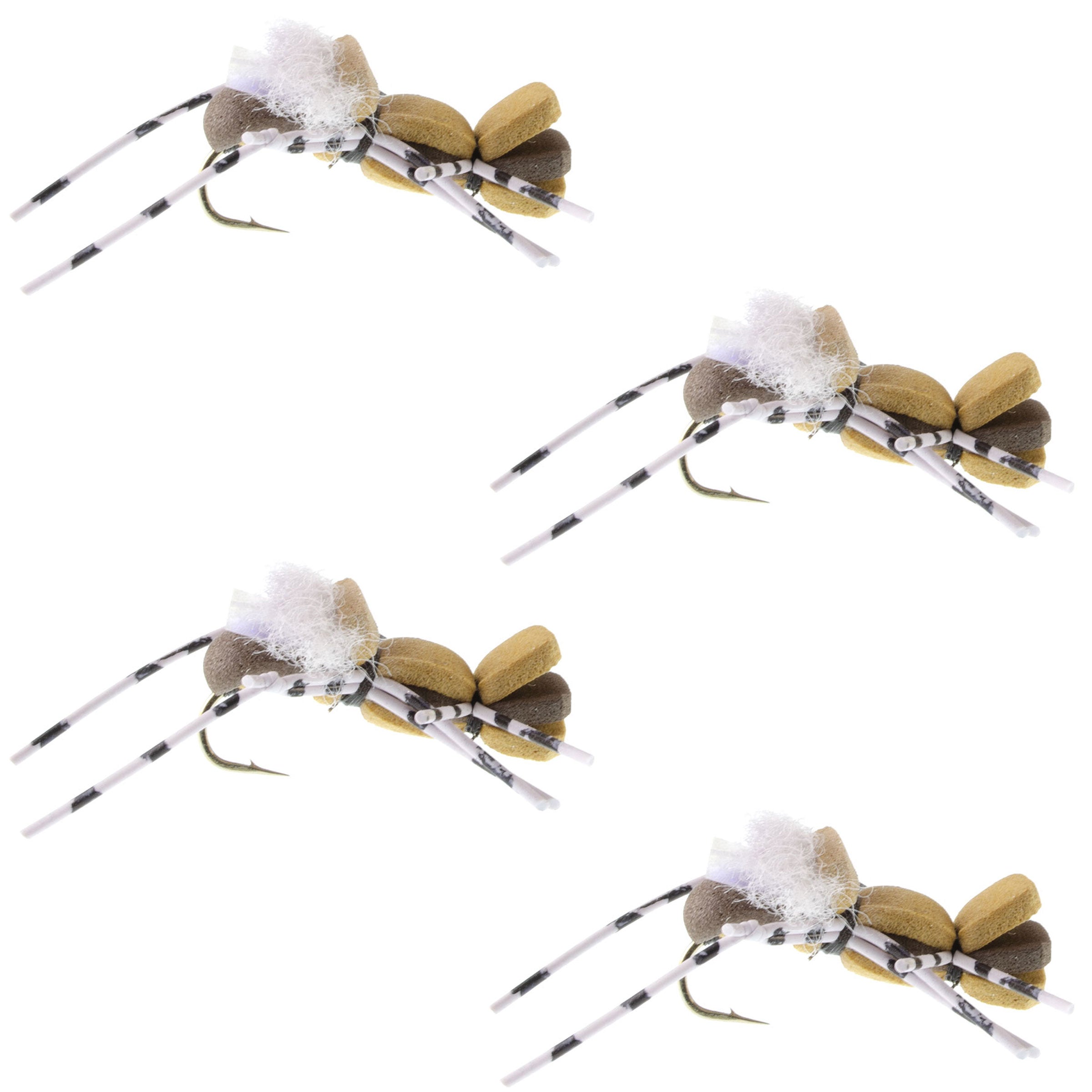4er-Pack Fat Albert Tan Foam Body Grasshopper Fly – Hakengröße 10