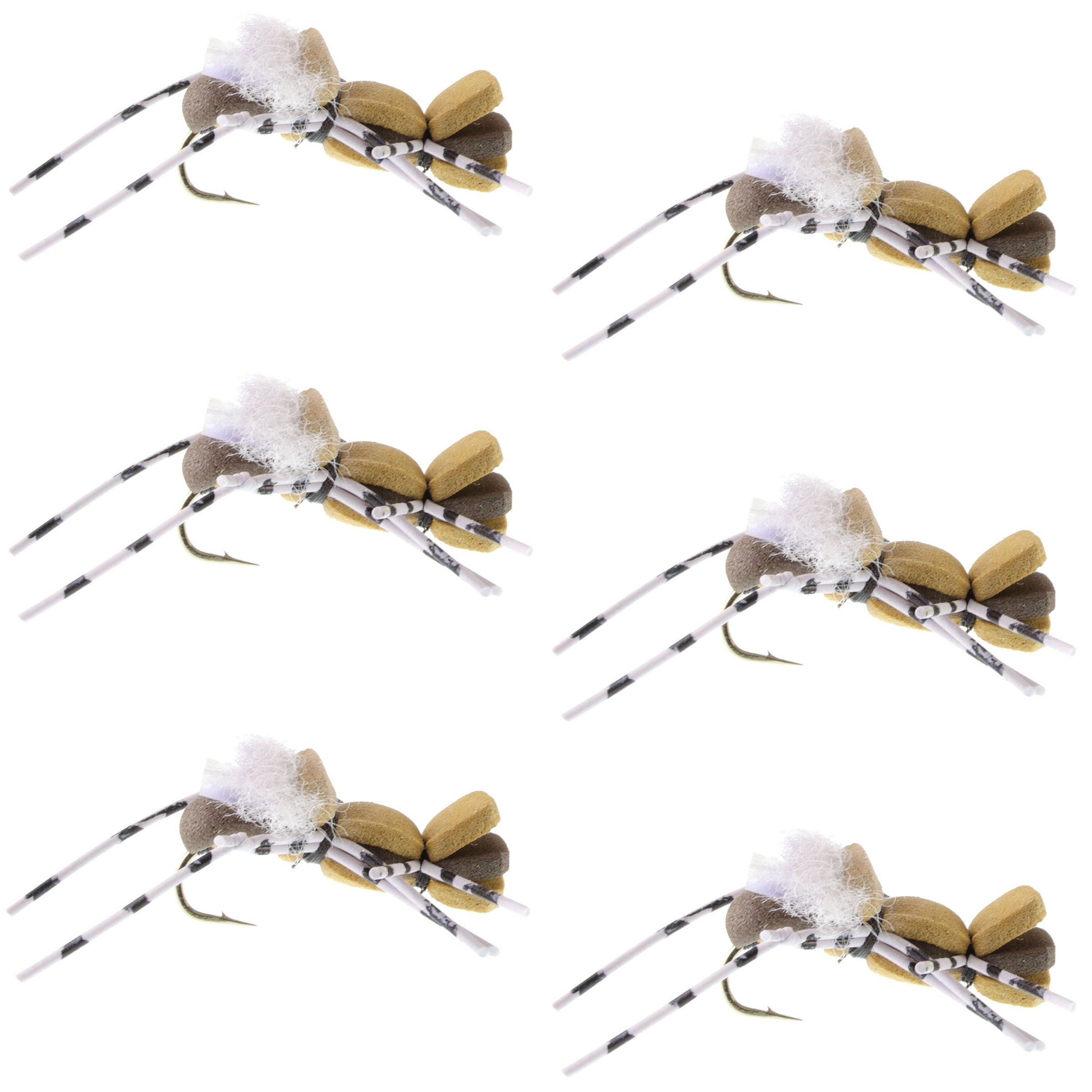 Fat Albert Tan Foam Body Grasshopper Fly – 6 Fliegen Hakengröße 10