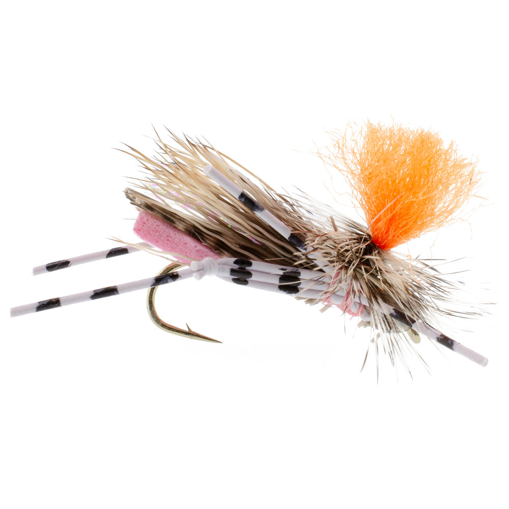Feth Hopper Pink - Schaumstoffheuschrecken-Fliegenmuster - 6 Fliegen Hakengröße 10