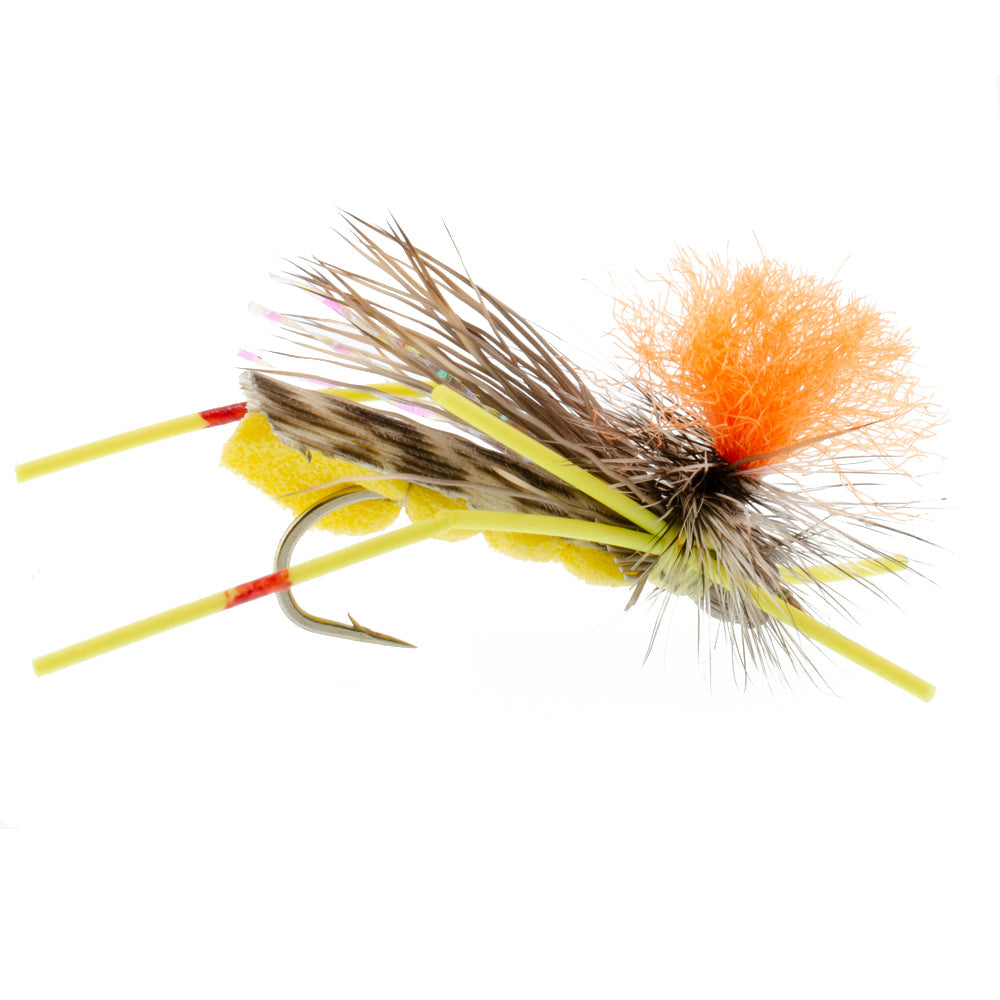 Grasshopper Trout Flies Assortment Foam Hoppers - 9 Flies Size 10